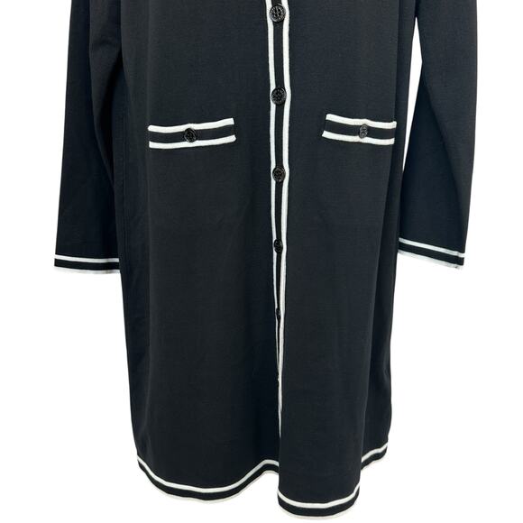 Karl Lagerfeld Paris Cardigan Sweater Dress Black White Women's PL Petite Large - Picture 6 of 10